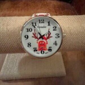 Varsales White with Red and Brown Reindeer Watch with stretch band